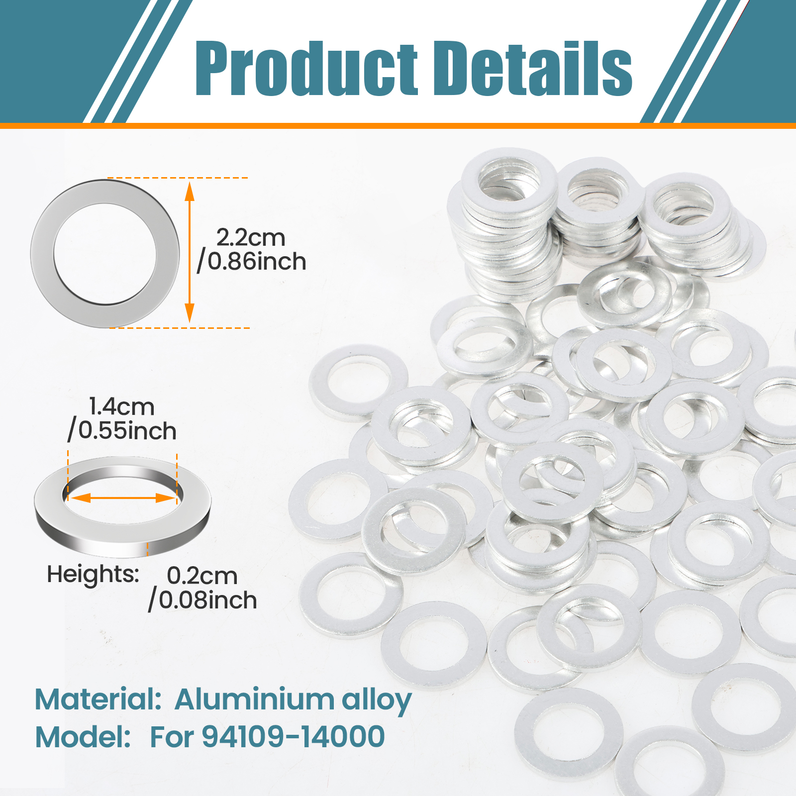 Junta de tapón de drenaje de aceite de 14mm, arandelas de trituración de aceite de motor de aleación de aluminio, sellos antideslizantes, accesorios exteriores automotrices de repuesto