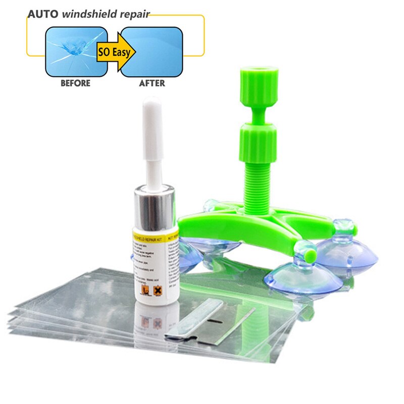 Auto Glas Kras Crack Herstellen Tool Auto Voorruit Reparatie Hars Kit Diy Autoruit Reparatie Tools Vensterglas Curing Lijm: Green for star crack