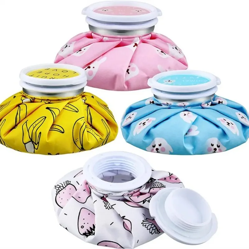 Paquete de hielo de tela de dibujos animados, bolsa de hielo portátil plegable con compresa fría y , bolsa de terapia de enfriamiento físico, paquete de hielo de inyección de agua