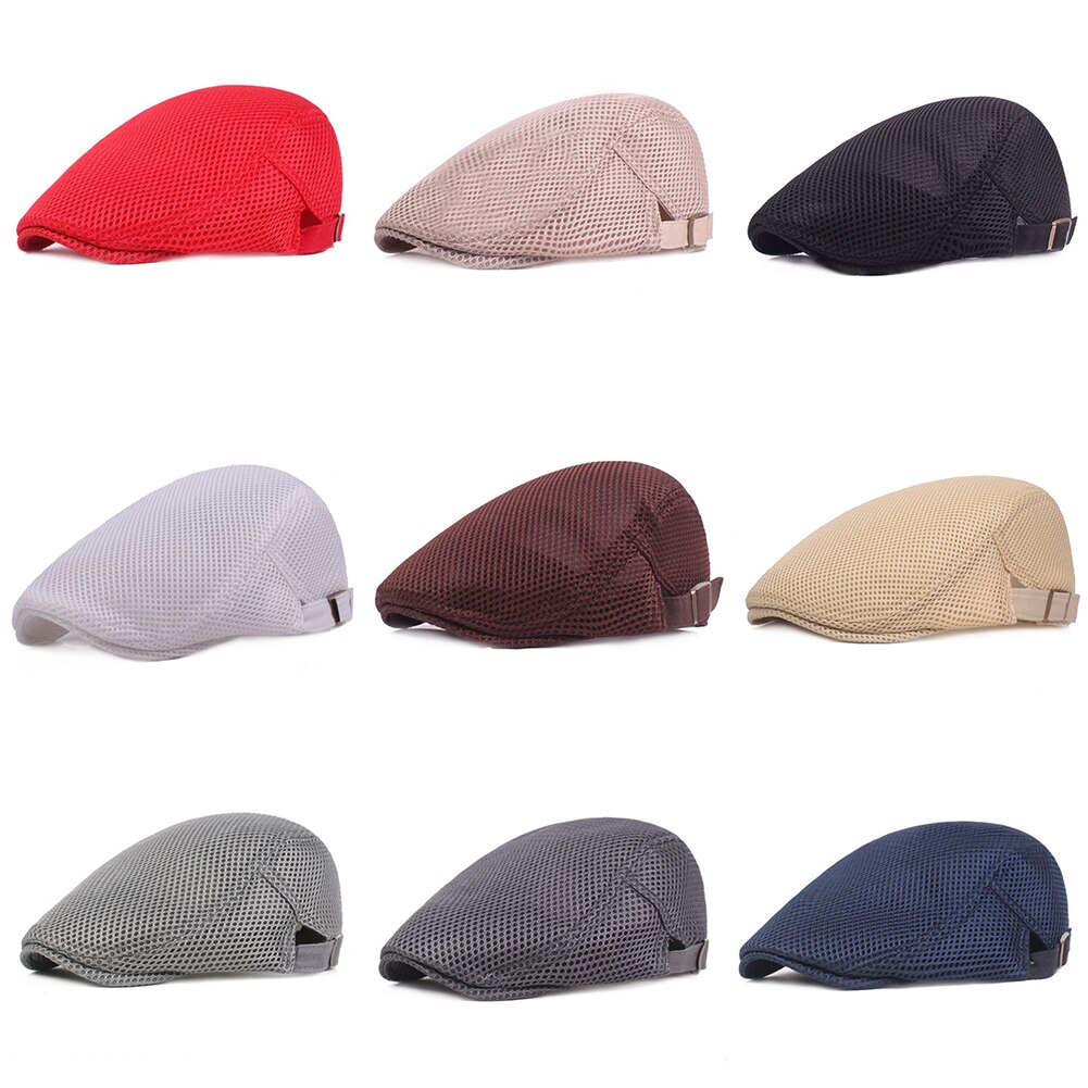 Béret d'été pour hommes et femmes, casquette plate, Cabbie, Style Gatsby, ajustable, respirant, bonnet en maille