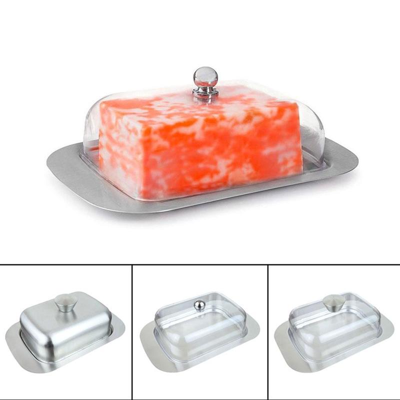 Restaurant Stainless Steel Butter Pan With Lid Cheese Tray Kitchen Keeper Storage Tableware Container Box Dish S1D8