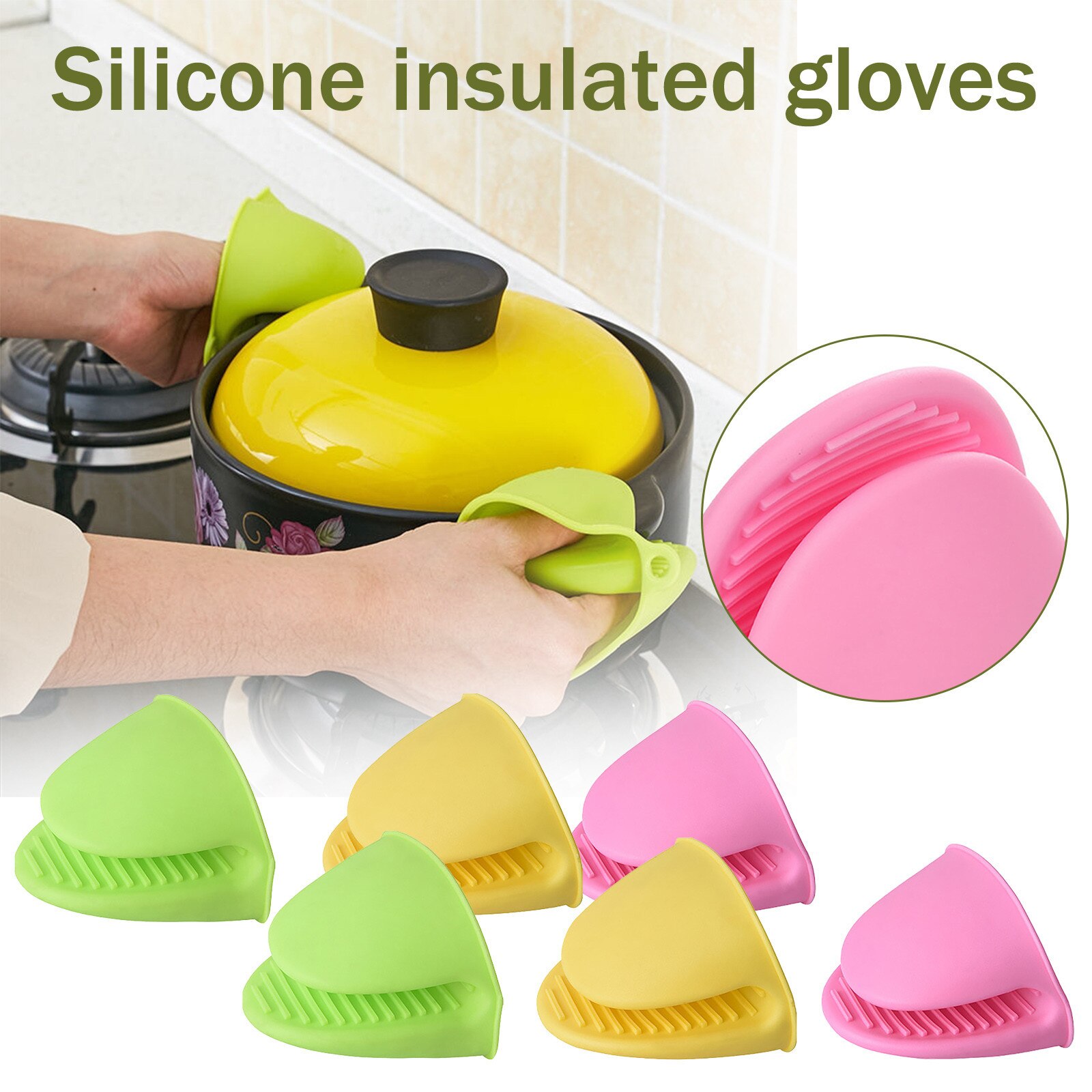 2pcs Small Kitchen Mittens Rubber Mitts Pinch Grip for Cooking and Baking Non-slip Gripper Pot Holder Kitchen Baking Tool#T2