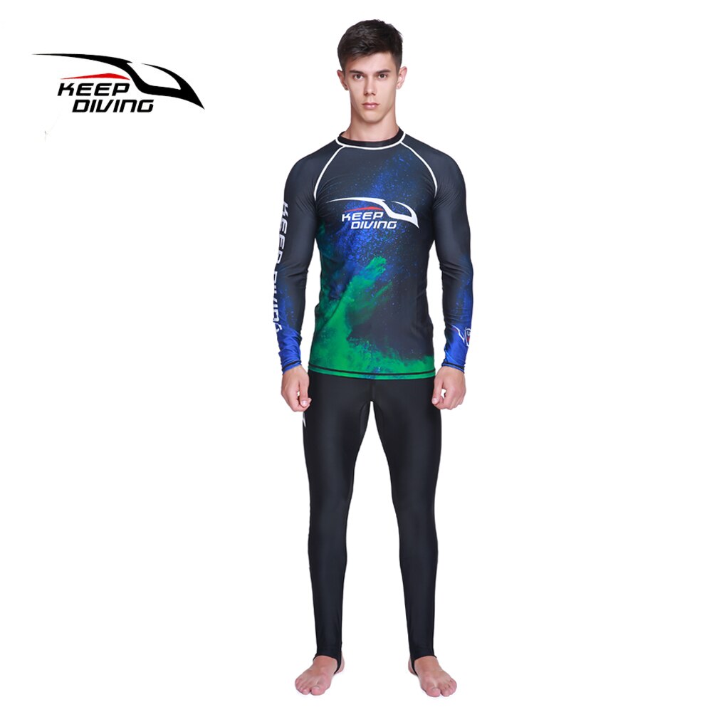 UPF 50+ Anti-UV Rash Guards Men Quick-dry Long Sleeve Wetsuit Sunscreen Swimming Surfing Suit Large Size