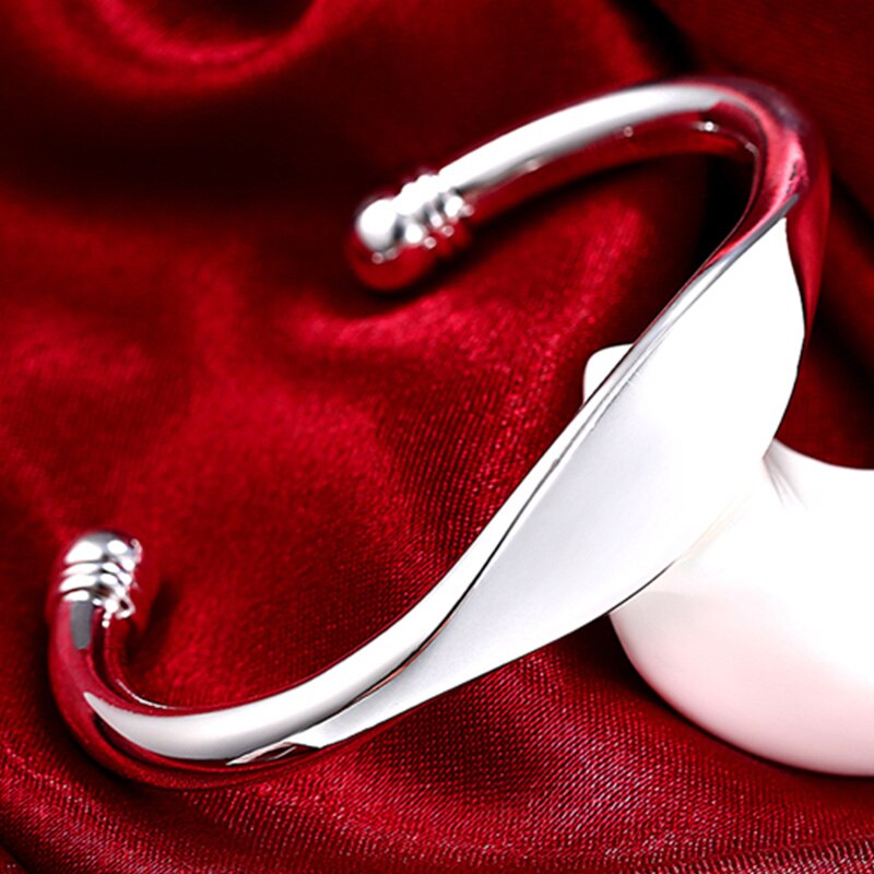 Braceletes e pulseiras abertas de prata, 925, suave, com bainha dupla, para casamento, joias, presentes