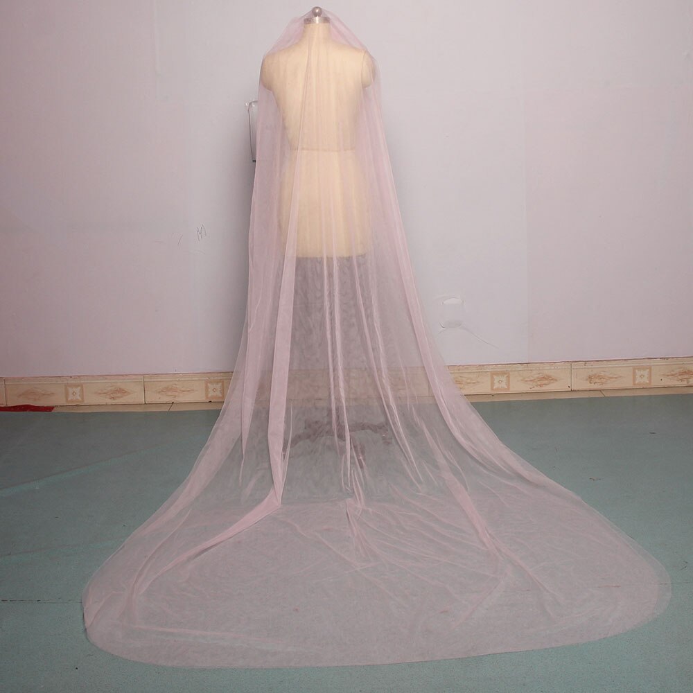 Mingli Tengda Himmel Blau Braut Schleier Lang schneiden Rand Doppel Schicht 3 Meter Lange Hochzeit Schleier Elegante Dame Kathedrale Schleier staubigen Rose: Rosa