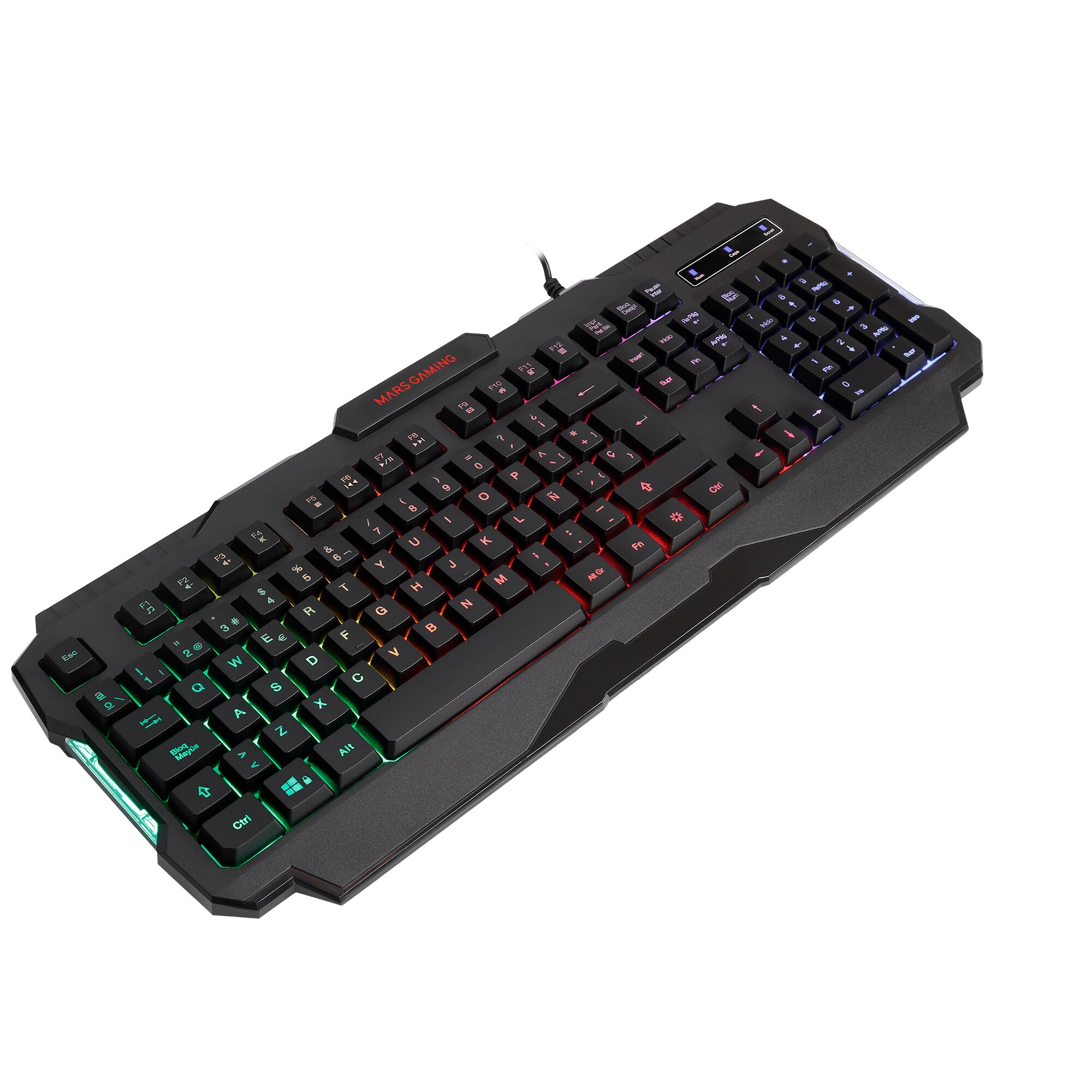 Mars Gaming MRK0, Teclado Gaming RGB Rainbow, Antighosting, Idioma Español / Francés / Portugués