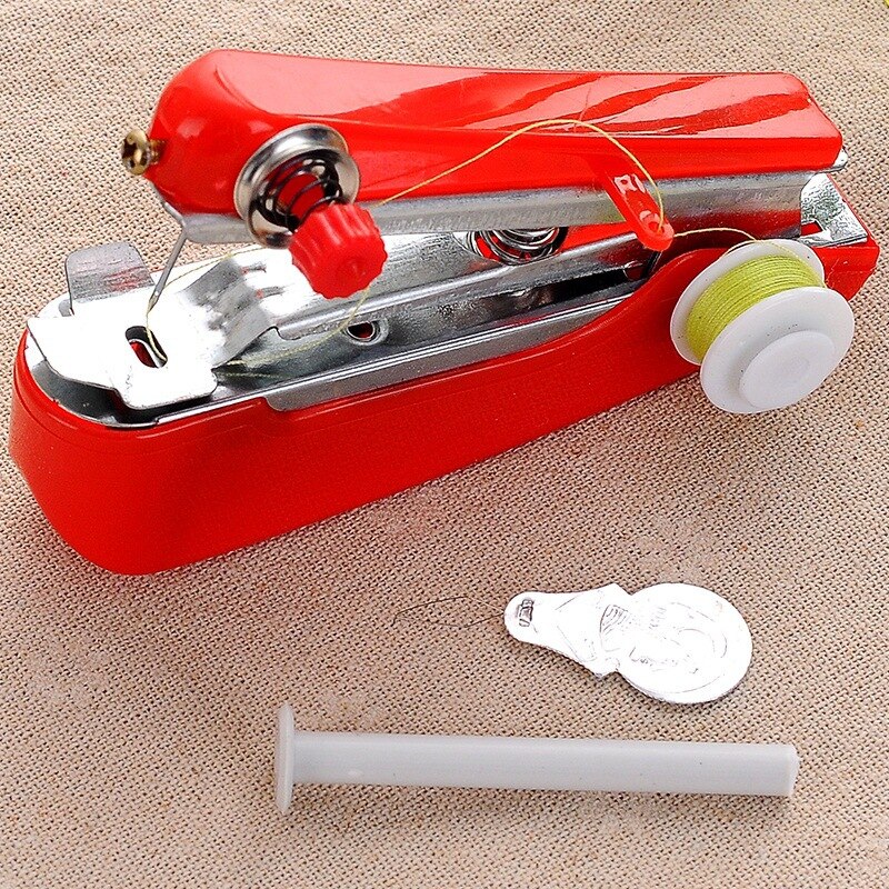 Mini manuel symaskine bærbar symaskine enkel betjening syværktøj syeklud stof praktisk håndværktøj: 1pc røde