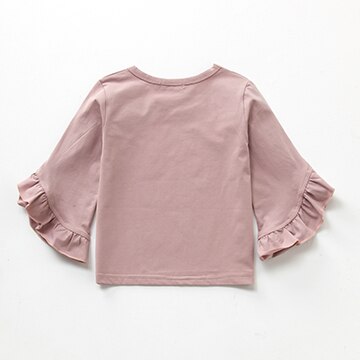 Barn baby jente bluse vår høst søt småbarn barn bluse volangert langermet blomster rosa skjorte klær bluse jenter