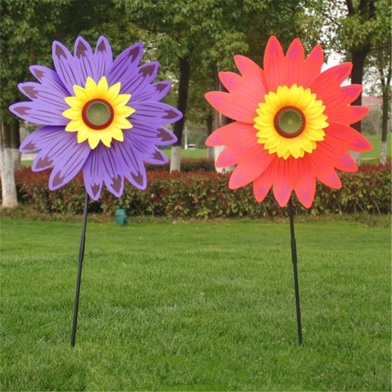 28 &quot;bambino FAI DA TE Girasole Colorato Mulino A Vento Giocattolo Per Bambini Attività All&#39;aria Aperta Giocattolo E65D