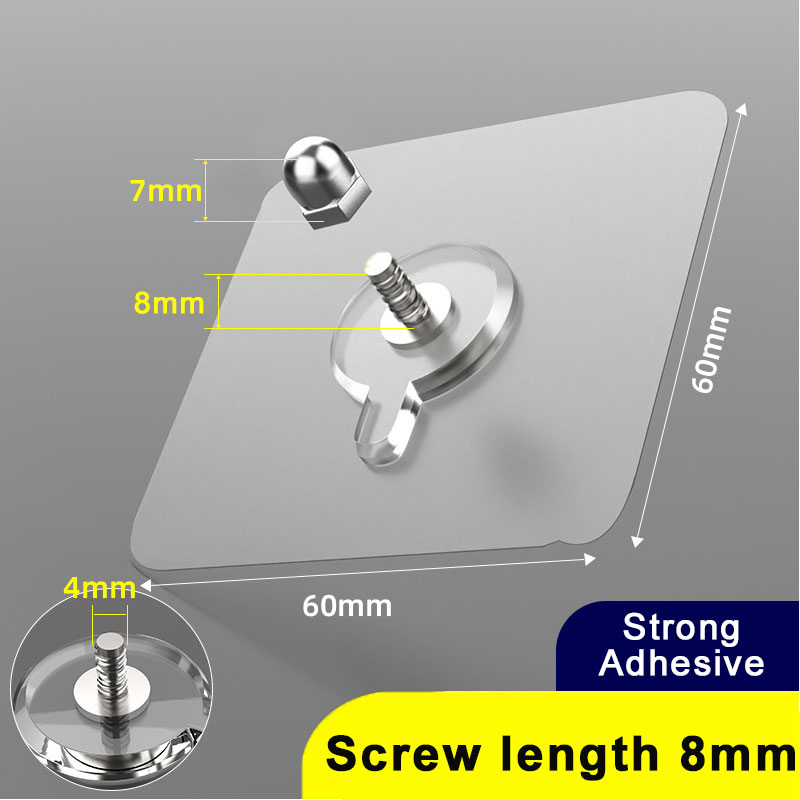 2-10Pcs Screw Wall Hooks Self Adhesive Hangers Seamless Nail Screw Free Sticker Hook for Wall Mount Kitchen Bathroom Home Office: S / Light Grey