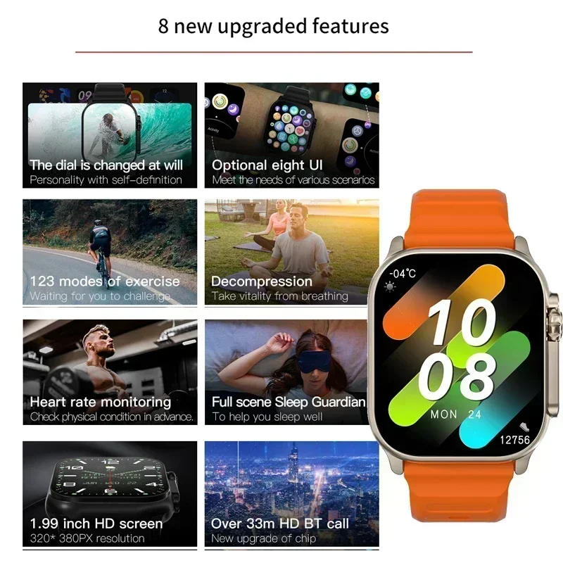 Xiaomi T900 Ultra 2 Astuto Della Vigilanza Degli Uomini 49 millimetri Serie 8 "Schermo AMOLED NFC Bussola Impermeabile Per Apple Orologio IWO Ultra 8 Smartwatch