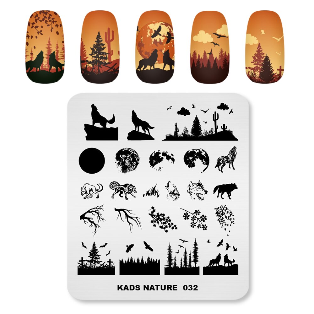 Neue Nagel Stanzen Vorlagen Wolf Vollmond Wilden Gans Bild Nagel Kunst Stempel Platte Manikübetreffend Schablone Für Nagel DIY polnisch