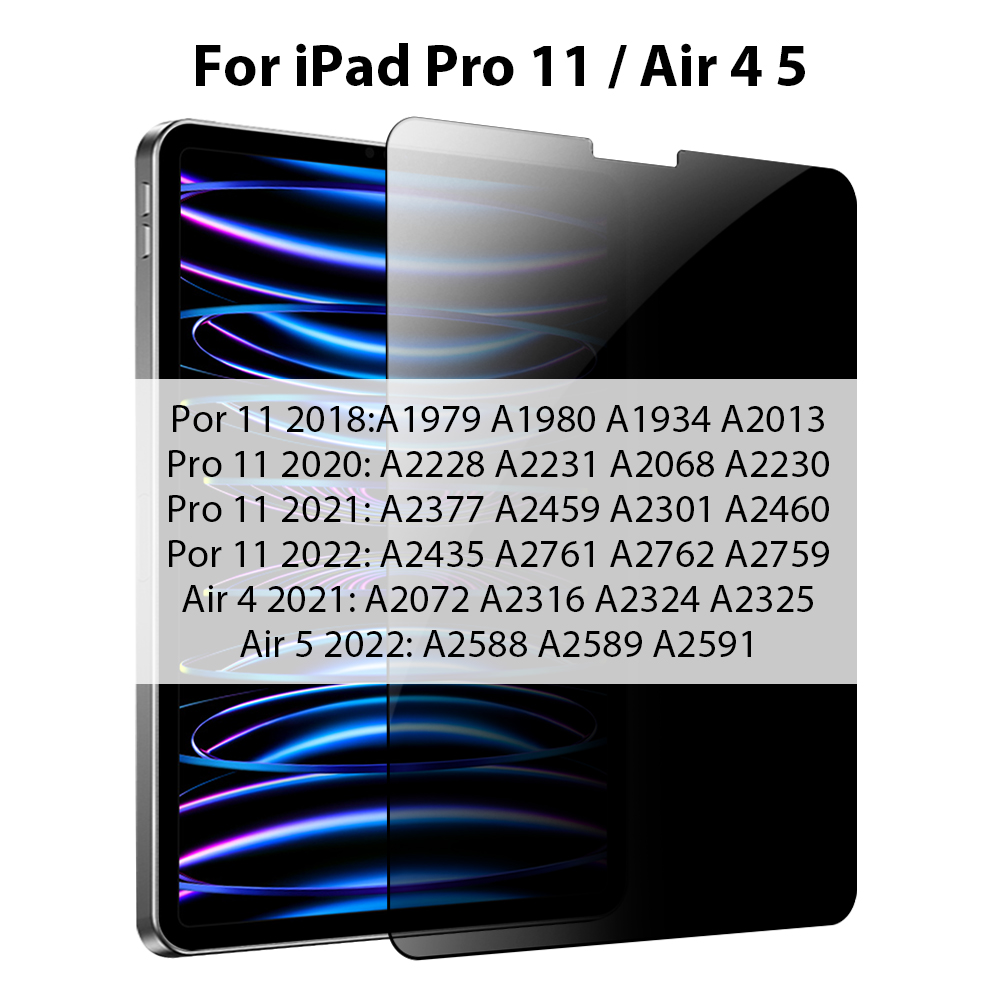 Privacy Glass For iPad Pro 12.9 11 6th 12 9 9th 10th Gen 10.9 Screen Protector For iPad Air 5 4 3 Mini 6 10.2 Anti Peeping Film: Gold