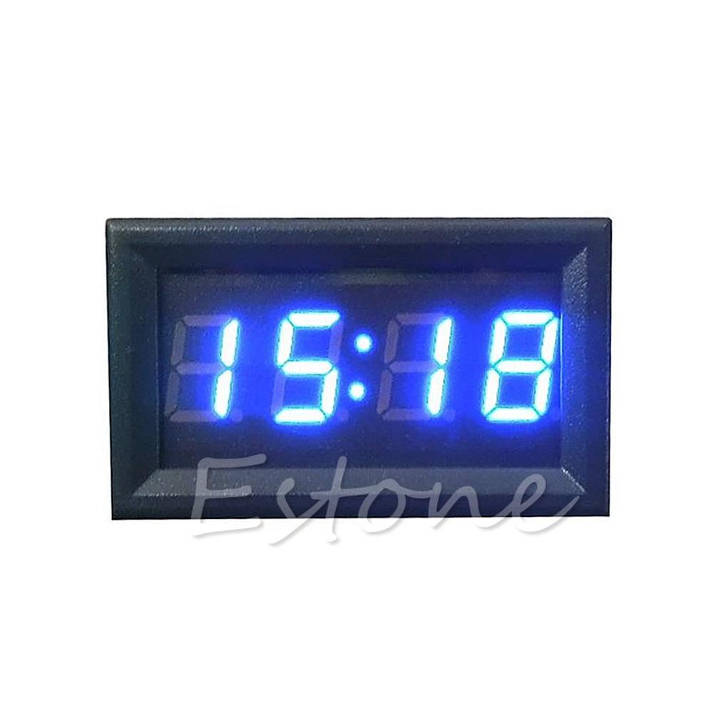 12V/24V Car Motorcycle Accessory Dashboard LED Display Digital Clock: Blue