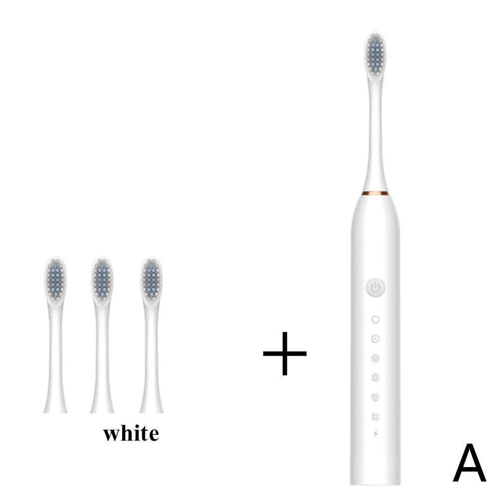 Electric Toothbrush Sonic Vibration 6 Files Adult Household Soft Fur USB Charging Waterproof Electric Toothbrush: A