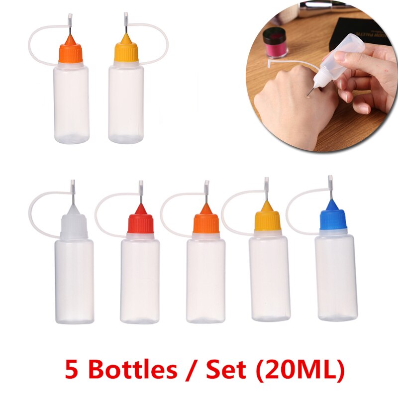 Ensemble de 5 flacons d'applicateur vide remplis de colle à peinture et autres, pour une Application précise et propre: 20ml