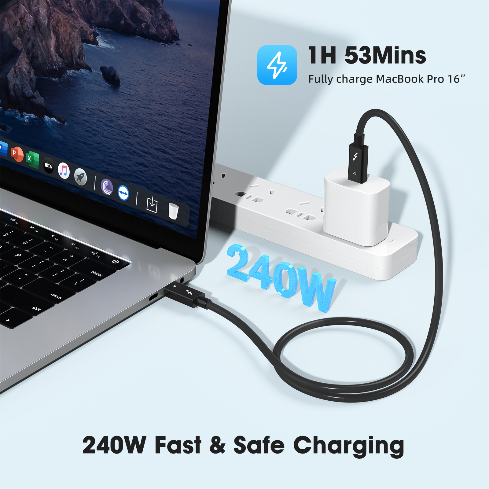 Sbtool thunderbolt 4 koaxialkabel usb 4 typ -c 240w snabbladdning 3m - 0.3m för egpu iphone ipad macbook