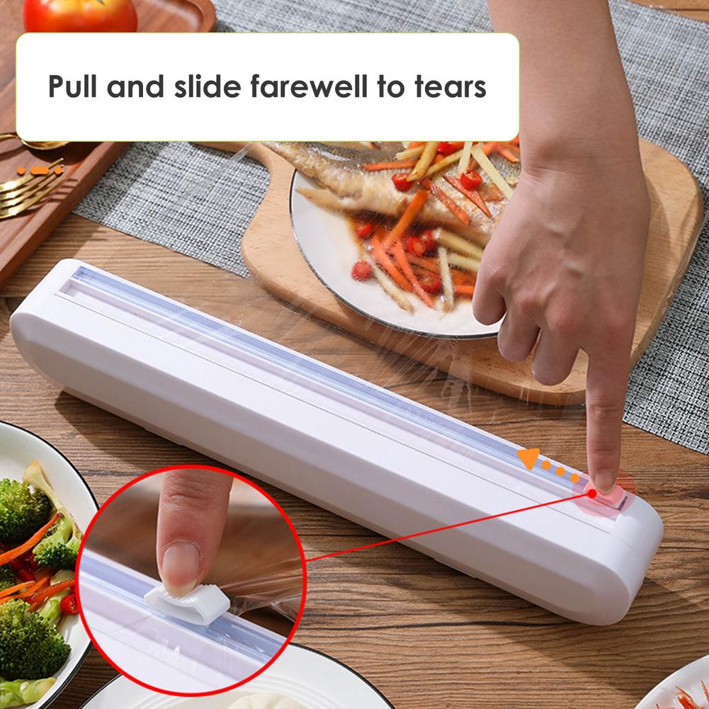 Plastic Film Wrap Cling Dispenser Cutter Household Wrap Dispenser with Cutter Reusable Cutting Dispenser For Kitchen Tool