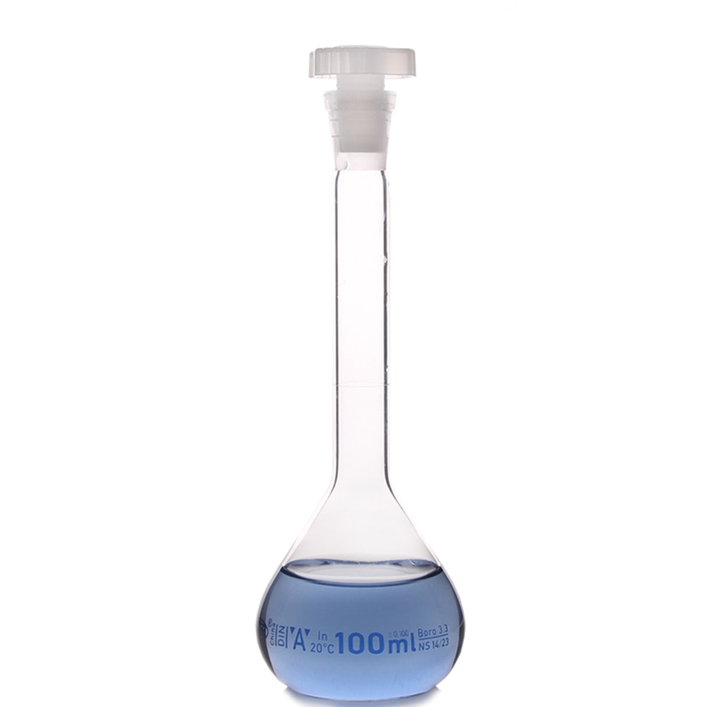 100 ml Transparante Lab Borosilicaatglas Maatkolven met plastic Stopper Kantoor Lab Chemie Clear Glaswerk Supply