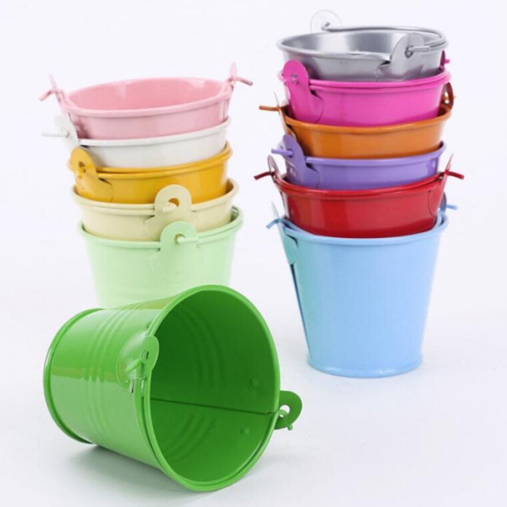 Värikäs mini metallinen ämpäri karkkia suosii laatikko ämpäri hääjuhlan sisustustarvikkeet tynnyri couleur barril de color