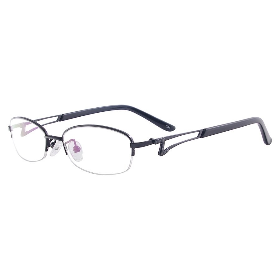 Women Half Rim Oval Eyeglasses Frame Metal Prescription Glasses Frame For Optical Lens Myopia Reading Multifocal