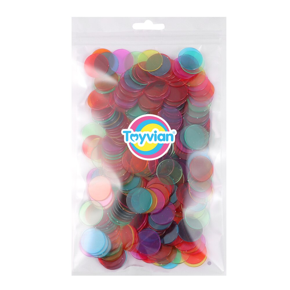 Toyvian 300PCS 19mm Count Bingo Chips Bingo Game Cards Bingo Markers for Carnival Bingo Games (Blue, Red, Yellow, Green,