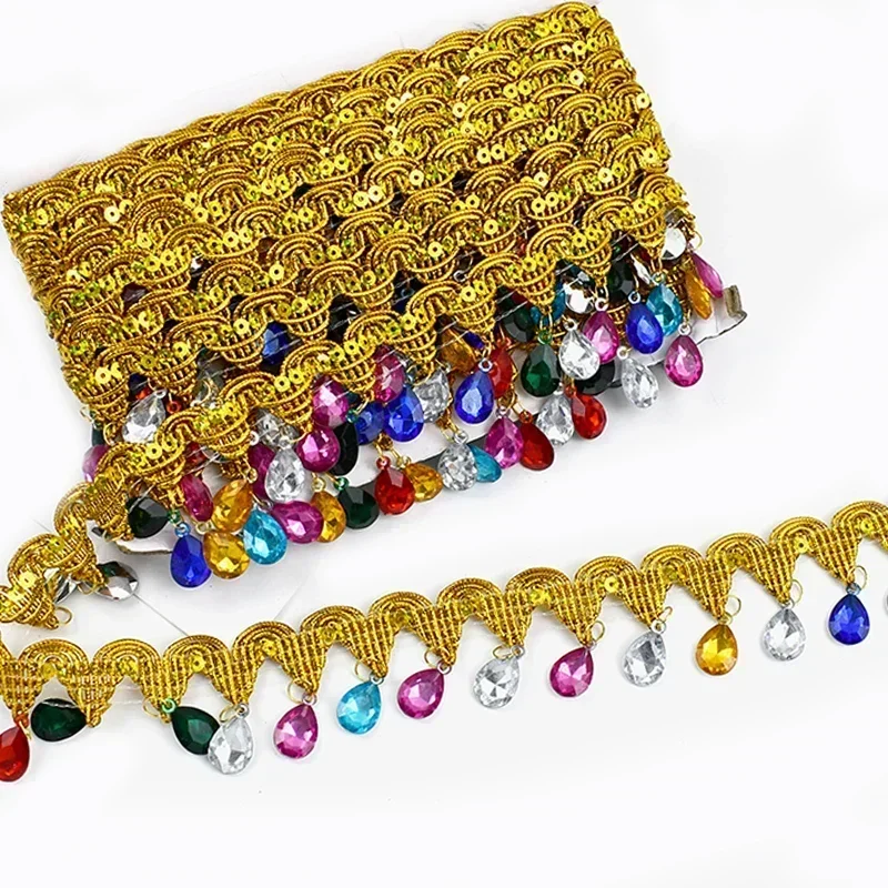 Ruban de dentelle perlé avec pompon biscuits, garniture à franges pour rideau, décoration de robe de mariée, accessoires de couture bricolage, 3 m, 9m, 45mm: Sans nickel blanc / XS