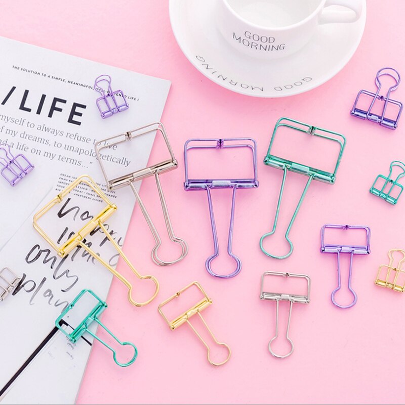 1Piece Colour Metal Clips folder Binder clip Exquisite Ticket clip Food packaging Stationery school office Supply
