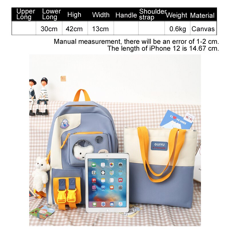 Wasser nachweisen Rucksack Für jugendlich Mädchen 2022 Nette Schule Tasche Für Frauen 5 Pes einstellen Schüler Rucksack Große Mehrere Taschen Tornister