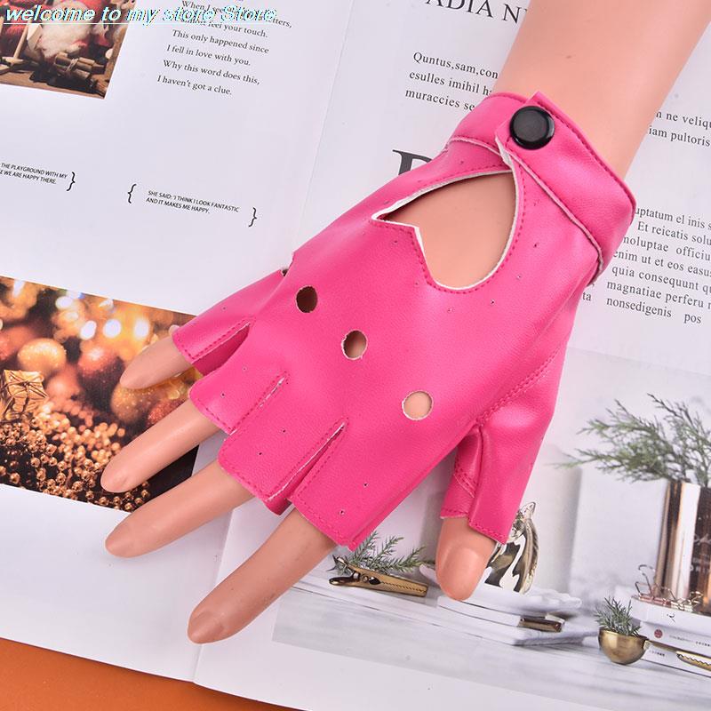 MGGMOKAY Leren handschoenen zonder vingers voor dames,half vinger rijden handschoenen,ongevoerd,Zwart,S
