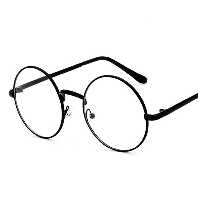 Men Woman Retro Transparent Metal eyeglass frame glasses silver frame Round Glasses Black Silver Gold Eyeglasses: c1black
