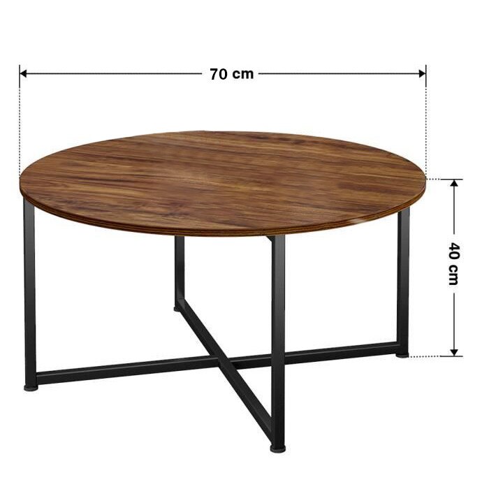 70 * 70 * 40cm American Retro Style Round Coffee Table Modern Home Living Room Sofa Round Table HWC: Default Title