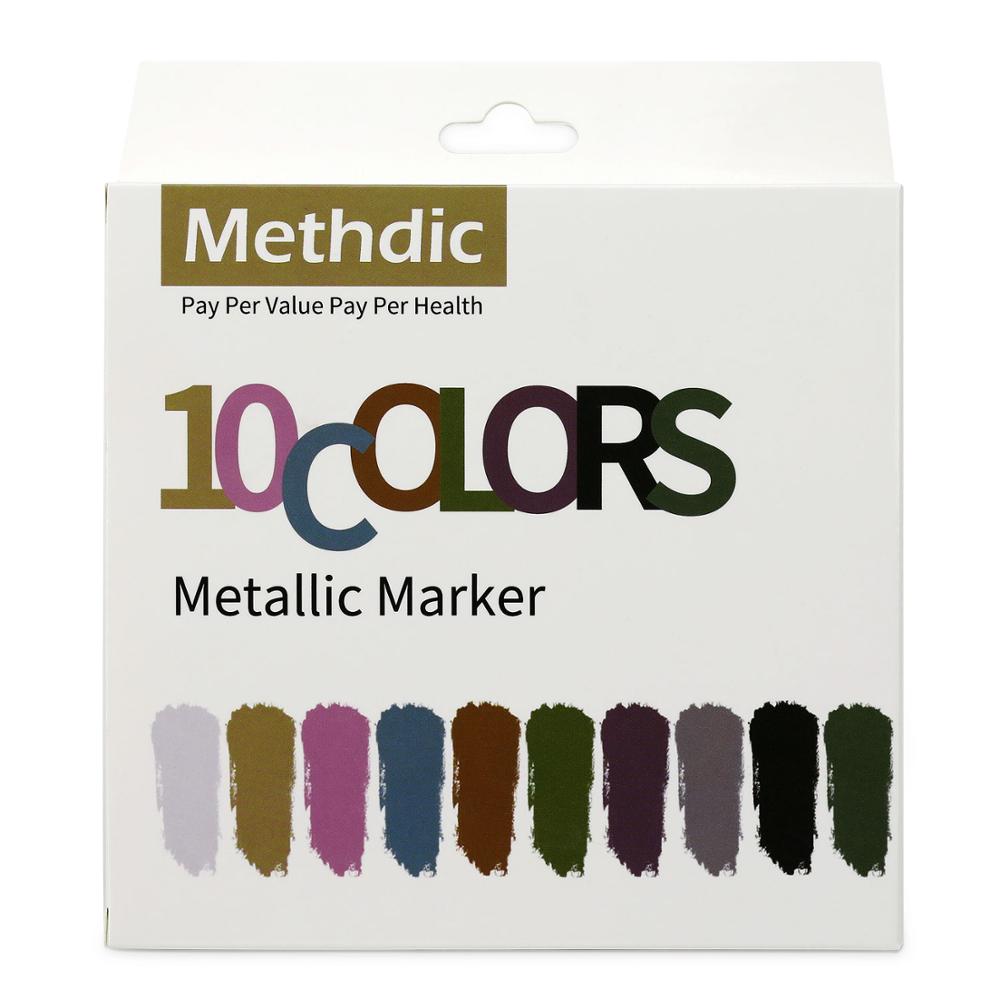 Methdic 10 stk / lot metalmarkører maler penne til sort papir