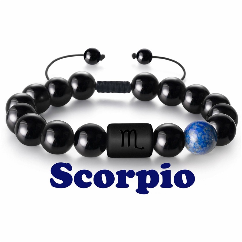 8mm naturlige svarte onykssteiner stjernetegn armbånd horoskop armbånd for kvinner menn vennskapssmykker: Grønn dragonly