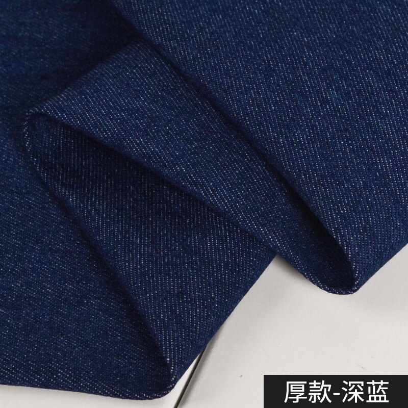 Washed Denim Fabric By The Meter for Sewing Jeans Shirts Clothes Thin Plain Blue Black Cloth Coats Thickened Winter Cotton Soft: Thick dark blue