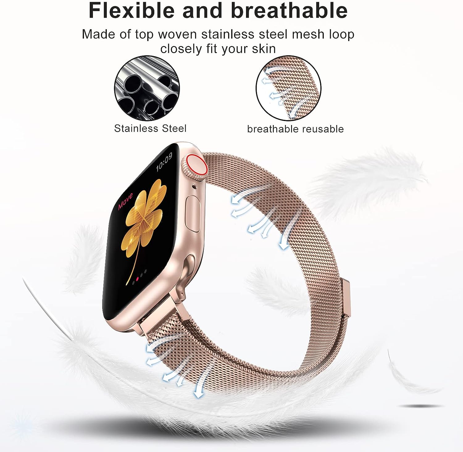 Milanesiskt öglearmband för apple watch-band 40mm 44mm 41mm 45mm 42mm 49mm 38mm slimt armband iwatch-serien 3 5 4 6 se 7 8 ultra 2 9