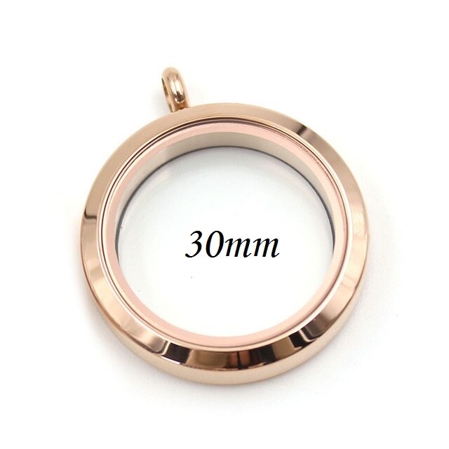Edelstahl Medaillon Anhänger - 20-38mm - Twist Schraub-Charms - Runde Form - Trendiger Schmuck: Roségold 30mm