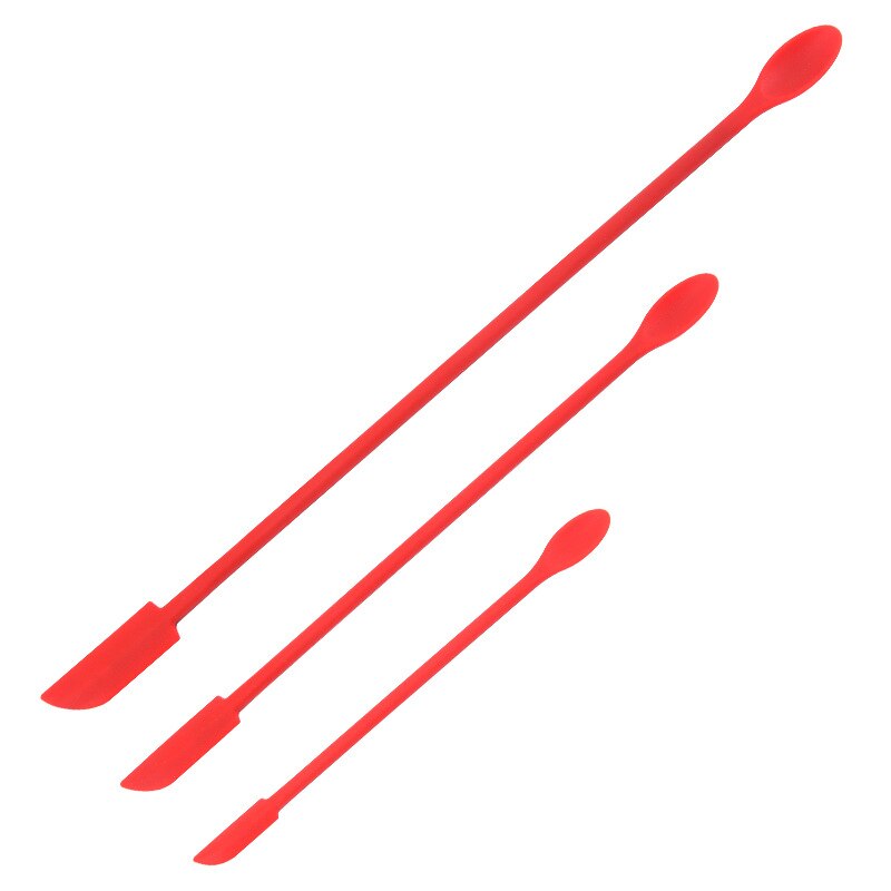 Spatule à confiture allongée en Silicone, grattoir à Double tête, bouteille cosmétique, spatule à Sauce aux fruits, accessoires d&#39;ustensiles de cuisine: Red 3pcs