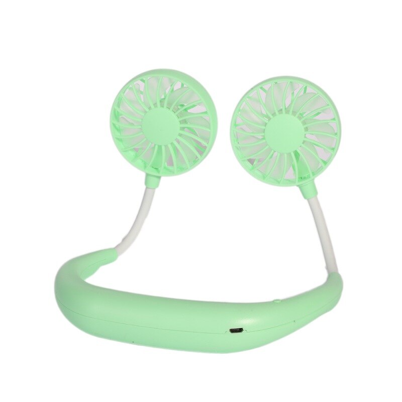 Usb oplaadbare draagbare handsfree nekbandventilator persoonlijk, mini dubbele nekventilatoren 3 snelheden: Groente