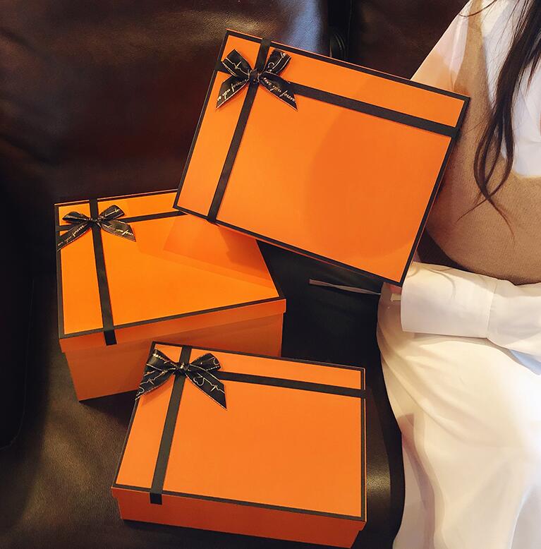 Sløyfe boks oransje svart bronzing sløyfe fest valentinsdag leppestift parfyme bestselgende stor pappeske: Boks og veske / 30 x 30 x 13cm