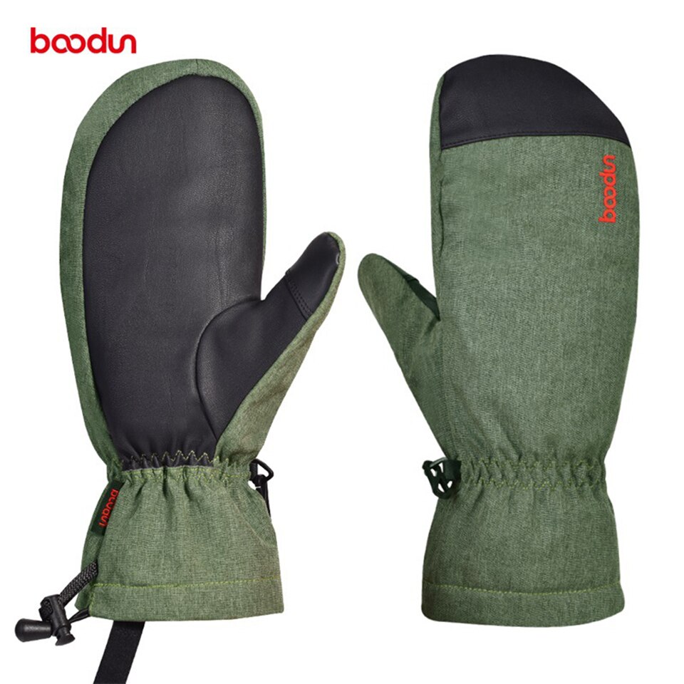 Boodun män kvinnor snowboardhandskar vinter varma skidor glovessnowmobile vattentäta vindtäta vantar snöhandske termiska handskar: Grön / S