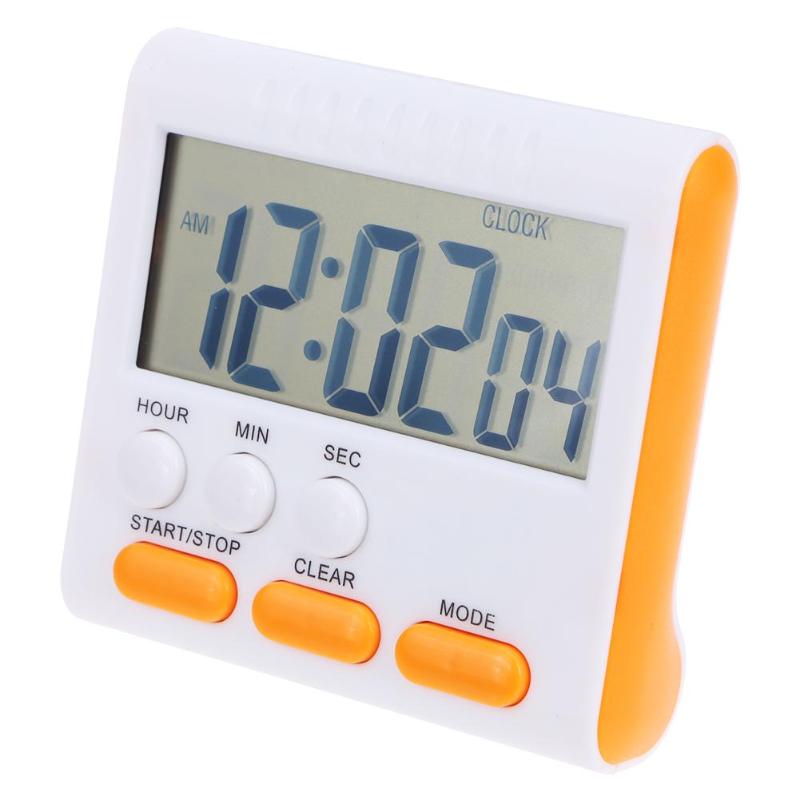 Multifunktionell elektrisk storskalig flytande kristall digital köksur timer larm räkna upp stoppur klocka praktisk lcd timer: Orange