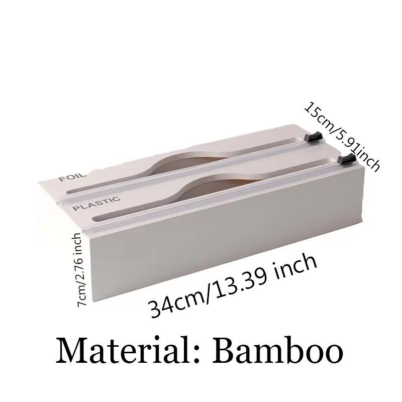 Heißer 3 in 1 Kunststoff wickeln Spender mit Cutter Lebensmittel wickeln Frischhaltefolie Lagerung Organizer Acryl Folie Organizer für Küche Schublade: dunkel khaki