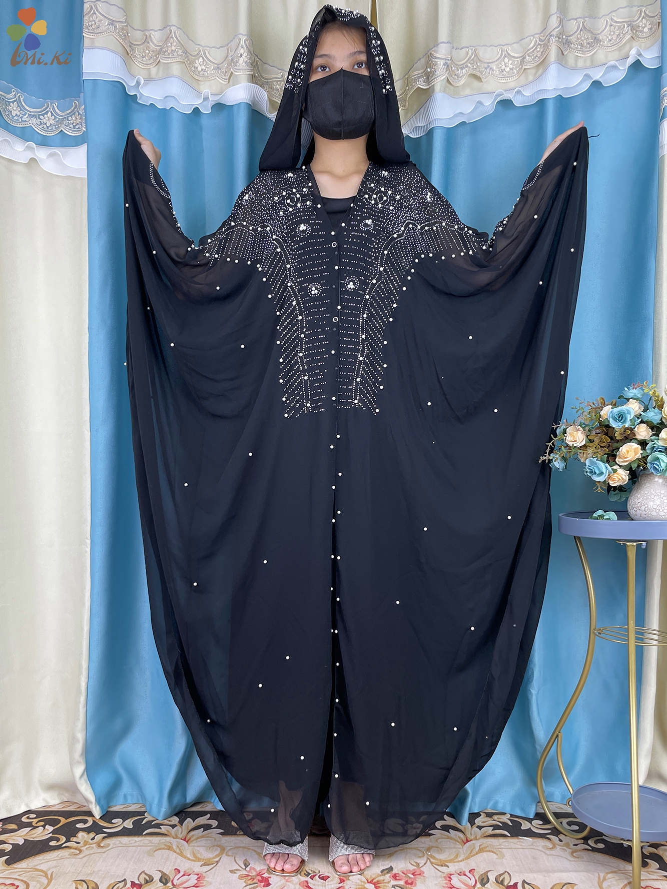 Vestido muçulmano de luxo para as mulheres, tamanho grande, abaya, roupas islâmicas, aberto, diamante, moda