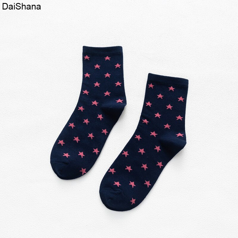 1Pairs Small Star Trend Medium Tube Socks Japanese Women&#39;s Cotton Socks: 03