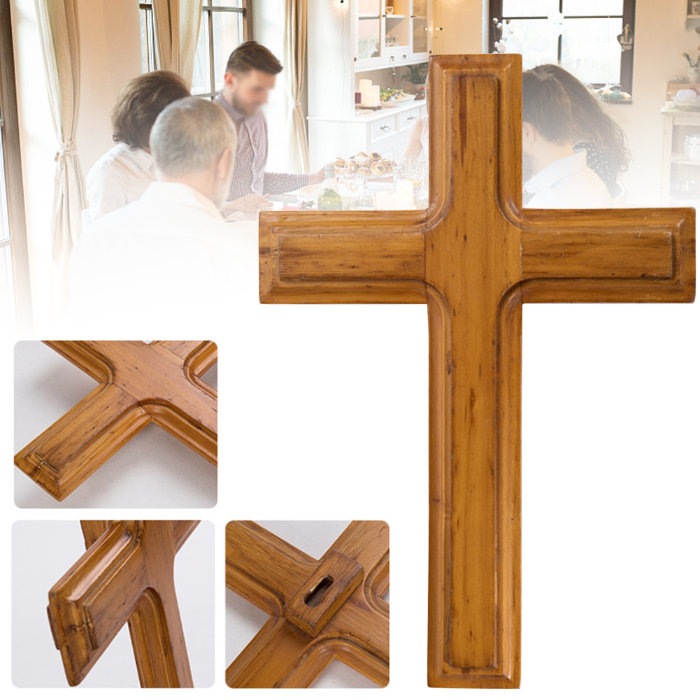 Croix en bois pour chambre à coucher, décoration de la maison, montage mural, Crucifix catholique, suspendu, artisanat solide, de jésus Christ