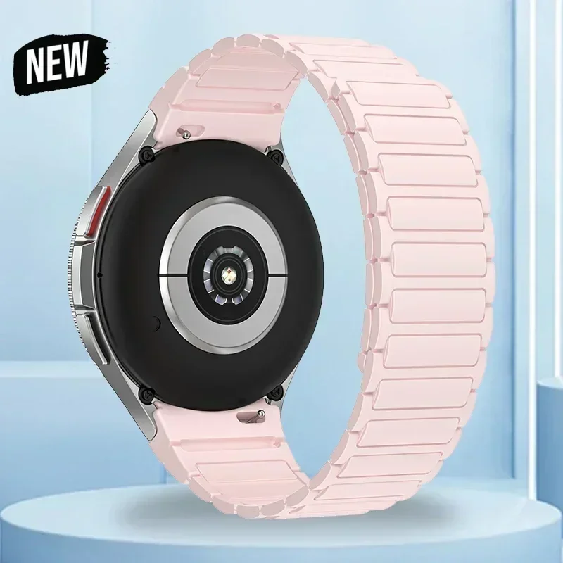 20 mm Silikon-Magnetarmband für Samsung Uhr Galaxis4 6 klassisch 43 mm 47 mm 42 46 mm 6 5 4 44 40 mm Keine Lückenarmband 5Profi 45 mm Armbinde: Rosa / 16mm