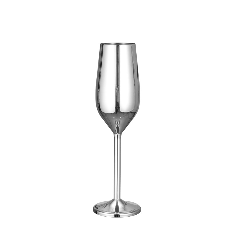 Copas de vino de acero inoxidable, copa de cobre y oro rosa, para zumo, copa de champán, cerveza, vidrio, , Bar, utensilios de cocina, 500ML: 200ml silver