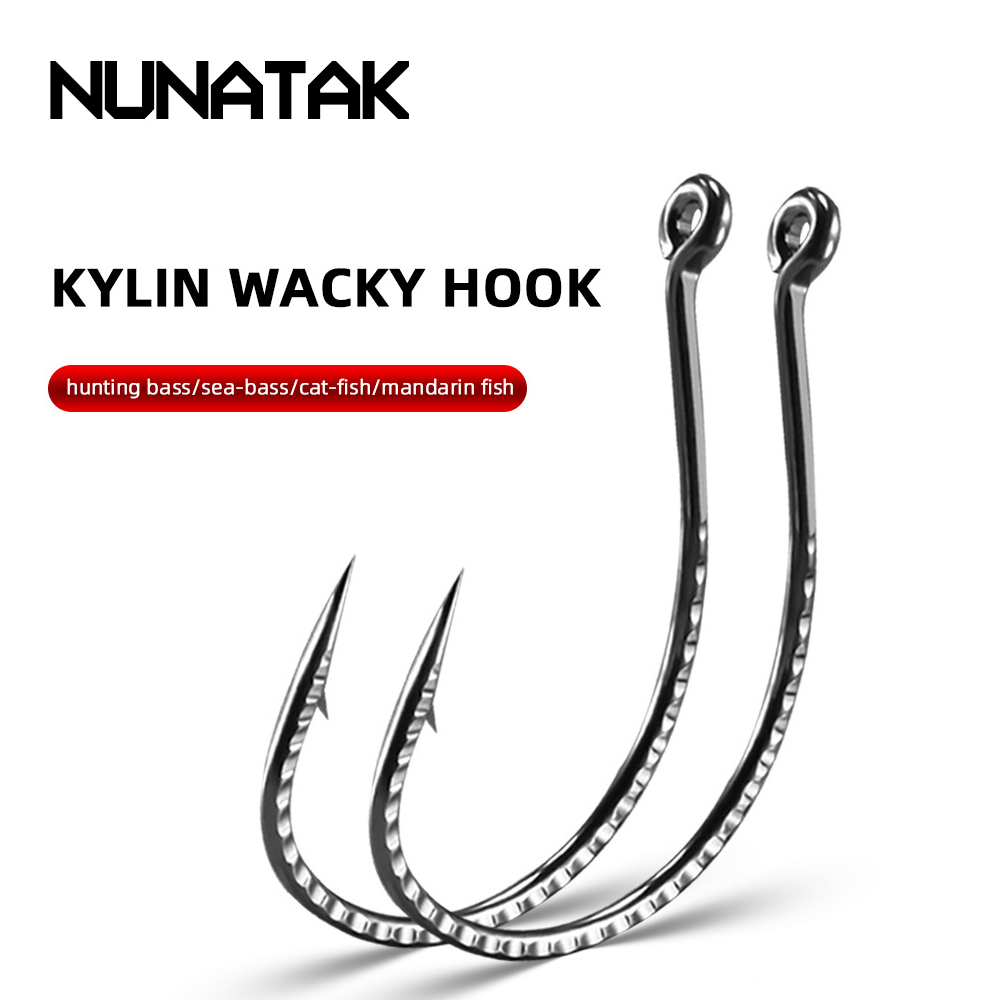 NUNATAK Amo da pesca invertito Amo spinato affilato NUOVO Gancio stravagante con foro 50P/1 scatola Gancio per spigola Amo da pesca in mare resistente alla corrosione