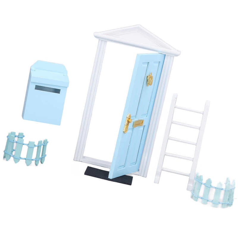 Mini juego de puerta de madera para casa de muñecas, puerta en miniatura, exquisita mano de obra para casa de muñecas 1:12